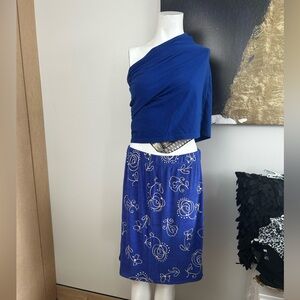 Picadilly Fashion Blue and White Floral Midi Skirt